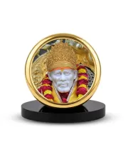 Car Dashboard/Table Top Sai Baba Metal Golden Photo Stand – 2x2 Inches, Compact & Stylish Spiritual Display For Car, Home & Office (Pack Of 1) (F24600) Car Dashboard/Table Top Sai Baba Metal Golden Photo Stand – 2x2 Inches, Compact & Stylish Spiritual Display For Car, Home & Office (Pack Of 1) (F24600)