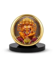 Car Dashboard/Table Top Panchmukhi Hanuman Metal Golden Photo Stand – 2x2 Inches, Compact & Stylish Spiritual Display For Car, Home & Office (Pack Of 1) (F24711) Car Dashboard/Table Top Panchmukhi Hanuman Metal Golden Photo Stand – 2x2 Inches, Compact & Stylish Spiritual Display For Car, Home & Office (Pack Of 1) (F24711)