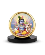 Car Dashboard/Table Top Lord Krishna Metal Golden Photo Stand – 2x2 Inches, Compact & Stylish Spiritual Display For Car, Home & Office (Pack Of 1) (F24747) Car Dashboard/Table Top Lord Krishna Metal Golden Photo Stand – 2x2 Inches, Compact & Stylish Spiritual Display For Car, Home & Office (Pack Of 1) (F24747)
