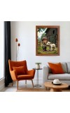 AI Funny AI Funny Boy with Cow Art Picture for Kids Art Picture for Kids - 10x14 inches, Brown Color - Perfect Wall Decor for Children's Room