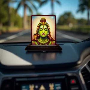 Car Desk/Table Top Lord Shiva Wooden Photo Stand Ã¢â‚¬â€œ 3x4 Inches, Compact & Stylish Spiritual Display For Car, Home & Office (Pack Of 1) (F15099)