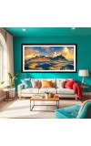 Nature Landscape Floating Frame Scenery Digital Print - 12x24 inch Modern Nature Wall Art for Living Room, Bedroom, Office, Hotels, Drawing Room