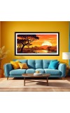 Nature Landscape Floating Frame Scenery Digital Print - 12x24 inch Modern Nature Wall Art for Living Room, Bedroom, Office, Hotels, Drawing Room