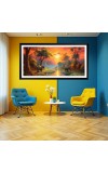 Nature Landscape Floating Frame Scenery Digital Print - 12x24 inch Modern Nature Wall Art for Living Room, Bedroom, Office, Hotels, Drawing Room