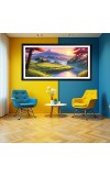 Nature Landscape Floating Frame Scenery Digital Print - 12x24 inch Modern Nature Wall Art for Living Room, Bedroom, Office, Hotels, Drawing Room