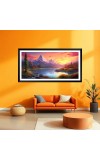 Nature Landscape Floating Frame Scenery Digital Print - 12x24 inch Modern Nature Wall Art for Living Room, Bedroom, Office, Hotels, Drawing Room