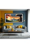 Nature Landscape Floating Frame Scenery Digital Print - 12x24 inch Modern Nature Wall Art for Living Room, Bedroom, Office, Hotels, Drawing Room