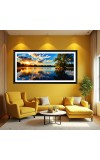 Nature Landscape Floating Frame Scenery Digital Print - 12x24 inch Modern Nature Wall Art for Living Room, Bedroom, Office, Hotels, Drawing Room