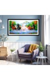 Nature Landscape Floating Frame Scenery Digital Print - 12x24 inch Modern Nature Wall Art for Living Room, Bedroom, Office, Hotels, Drawing Room
