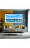 Nature Landscape Floating Frame Scenery Digital Print - 12x24 inch Modern Nature Wall Art for Living Room, Bedroom, Office, Hotels, Drawing Room