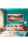 Nature Landscape Floating Frame Scenery Digital Print - 12x24 inch Modern Nature Wall Art for Living Room, Bedroom, Office, Hotels, Drawing Room