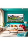 Nature Landscape Floating Frame Scenery Digital Print - 12x24 inch Modern Nature Wall Art for Living Room, Bedroom, Office, Hotels, Drawing Room