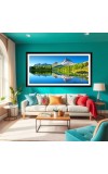 Nature Landscape Floating Frame Scenery Digital Print - 12x24 inch Modern Nature Wall Art for Living Room, Bedroom, Office, Hotels, Drawing Room