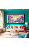 Nature Landscape Floating Frame Scenery Digital Print - 12x24 inch Modern Nature Wall Art for Living Room, Bedroom, Office, Hotels, Drawing Room