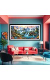 Nature Landscape Floating Frame Scenery Digital Print - 12x24 inch Modern Nature Wall Art for Living Room, Bedroom, Office, Hotels, Drawing Room