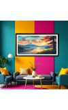 Nature Landscape Floating Frame Scenery Digital Print - 12x24 inch Modern Nature Wall Art for Living Room, Bedroom, Office, Hotels, Drawing Room