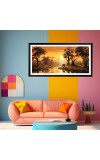 Nature Landscape Floating Frame Scenery Digital Print - 12x24 inch Modern Nature Wall Art for Living Room, Bedroom, Office, Hotels, Drawing Room