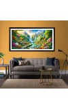 Nature Landscape Floating Frame Scenery Digital Print - 12x24 inch Modern Nature Wall Art for Living Room, Bedroom, Office, Hotels, Drawing Room