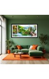 Nature Landscape Floating Frame Scenery Digital Print - 12x24 inch Modern Nature Wall Art for Living Room, Bedroom, Office, Hotels, Drawing Room