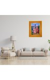 Lord Shiva, Goddess Parvati, and their children, Lord Ganesha and Lord Kartikeya Murugan  Photo Frame  10x14 Inches-Brown Wooden Frame for Home , Office & Temple Decoration and Gifting