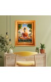  Lord Gautam Buddha Golden Designer Photo Frame | 10x14 Inch Religious Wall Hanging Frame for Home & Office Decoration | Hindu Deity Spiritual Gift Item