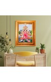 Maa  Manasa Devi Golden Designer Photo Frame | 10x14 Inch Religious Wall Hanging Frame for Home & Office Decoration | Hindu Deity Spiritual Gift Item