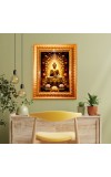 Lord gautam buddha Golden Designer Photo Frame | 10x14 Inch Religious Wall Hanging Frame for Home & Office Decoration | Hindu Deity Spiritual Gift Item