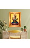 Goddess laxmi Golden Designer Photo Frame | 10x14 Inch Religious Wall Hanging Frame for Home & Office Decoration | Hindu Deity Spiritual Gift Item
