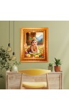 Baby krishna Golden Designer Photo Frame | 10x14 Inch Religious Wall Hanging Frame for Home & Office Decoration | Hindu Deity Spiritual Gift Item