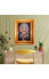 Lord Ganesha Golden Designer Photo Frame | 10x14 Inch Religious Wall Hanging Frame for Home & Office Decoration | Hindu Deity Spiritual Gift Item