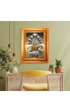  Lord Vishnu Golden Designer Photo Frame | 10x14 Inch Religious Wall Hanging Frame for Home & Office Decoration | Hindu Deity Spiritual Gift Item