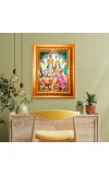 Lord Vishnu  Goddess Lakshmi Golden Designer Photo Frame | 10x14 Inch Religious Wall Hanging Frame for Home & Office Decoration | Hindu Deity Spiritual Gift Item