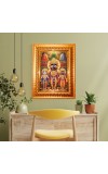Lord Jagannath, Balabhadra,Subhadra Golden Designer Photo Frame | 10x14 Inch Religious Wall Hanging Frame for Home & Office Decoration | Hindu Deity Spiritual Gift Item