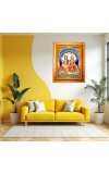  Lord Vishnu and Goddess Lakshmi Golden Designer Photo Frame | 10x14 Inch Religious Wall Hanging Frame for Home & Office Decoration | Hindu Deity Spiritual Gift Item