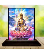 Car Dashboard Gautama Buddha Wooden Photo Stand Ã¢â‚¬â€œ 3x4 Inches, Compact & Stylish Spiritual Display For Car, Home & Office (Pack Of 1) (F48662)