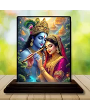 Car Dashboard Shree Krishna And Shree Radha Wooden Photo Stand Ã¢â‚¬â€œ 3x4 Inches, Compact & Stylish Spiritual Display For Car, Home & Office (Pack Of 1) (F48663)
