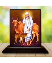 Car Dashboard Shirdi Sai Baba Wooden Photo Stand Ã¢â‚¬â€œ 3x4 Inches, Compact & Stylish Spiritual Display For Car, Home & Office (Pack Of 1) (F48665)
