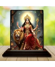 Car Dashboard Durga Wooden Photo Stand Ã¢â‚¬â€œ 3x4 Inches, Compact & Stylish Spiritual Display For Car, Home & Office (Pack Of 1) (F48666)