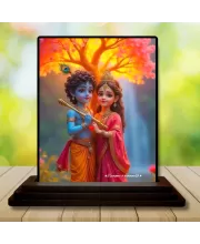 Car Dashboard Radha Krishna Wooden Photo Stand Ã¢â‚¬â€œ 3x4 Inches, Compact & Stylish Spiritual Display For Car, Home & Office (Pack Of 1) (F48673)