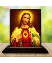 Car Dashboard Jesus Christ Wooden Photo Stand Ã¢â‚¬â€œ 3x4 Inches, Compact & Stylish Spiritual Display For Car, Home & Office (Pack Of 1) (F48674)