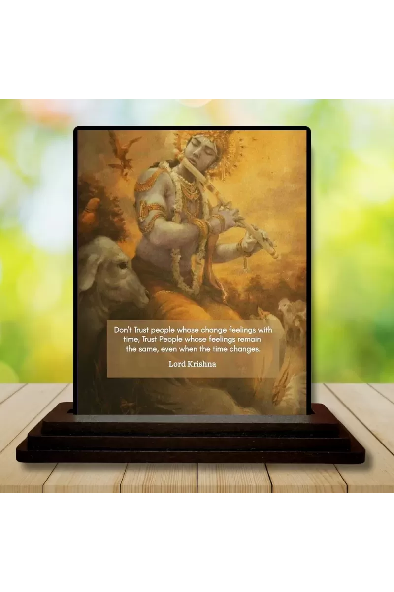 Car Dashboard Lord Shree Krishna Wooden Photo Stand Ã¢â‚¬â€œ 3x4 Inches, Compact & Stylish Spiritual Display For Car, Home & Office (Pack Of 1) (F49196)