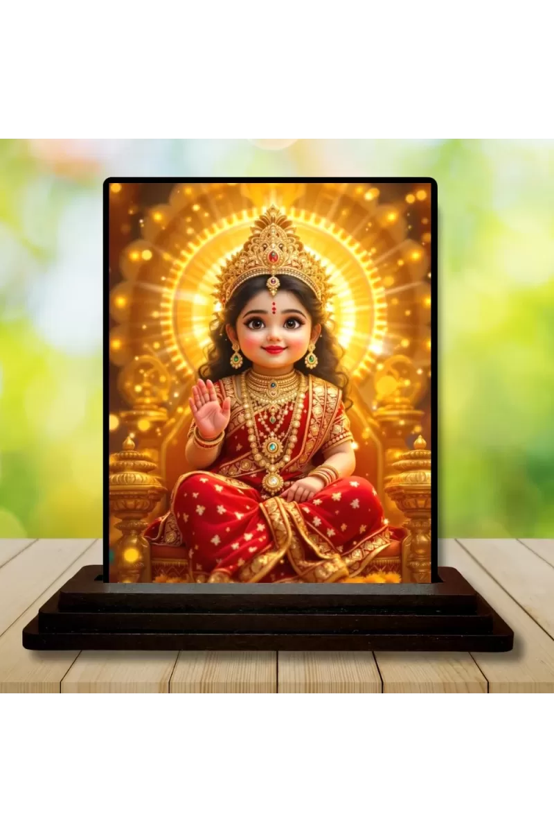 Car Dashboard Lakshmi Wooden Photo Stand Ã¢â‚¬â€œ 3x4 Inches, Compact & Stylish Spiritual Display For Car, Home & Office (Pack Of 1) (F49458)