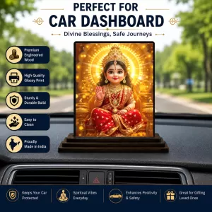 Car Dashboard Lakshmi Wooden Photo Stand – 3x4 Inches, Compact & Stylish Spiritual Display For Car, Home & Office (Pack Of 1) (F49458) Car Dashboard Lakshmi Wooden Photo Stand – 3x4 Inches, Compact & Stylish Spiritual Display For Car, Home & Office (Pack Of 1) (F49458)