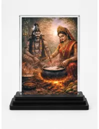 Hindu Deity Acrylic Car Dashboard Showpiece | Double-Sided Hindu Deity Photo Stand | 3 X 4 Inch Photo | Transparent Acrylic Frame With Black Base | Car Dashboard, Office & Table Decor (F70257)
