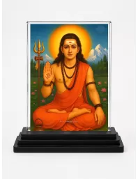Guru Gorakhnath Acrylic Car Dashboard Showpiece | Double-Sided Guru Gorakhnath Photo Stand | 3 X 4 Inch Photo | Transparent Acrylic Frame With Black Base | Car Dashboard, Office & Table Decor (F70622)