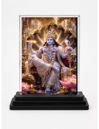 Hanuman Acrylic Car Dashboard Showpiece | Double-Sided Hanuman Photo Stand | 3 X 4 Inch Photo | Transparent Acrylic Frame With Black Base | Car Dashboard, Office & Table Decor (F70633)