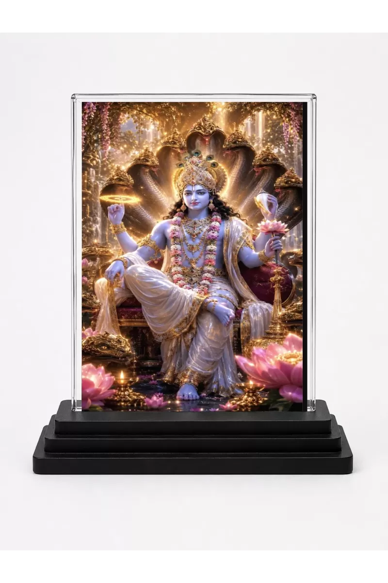 Hanuman Acrylic Car Dashboard Showpiece | Double-Sided Hanuman Photo Stand | 3 X 4 Inch Photo | Transparent Acrylic Frame With Black Base | Car Dashboard, Office & Table Decor (F70633)