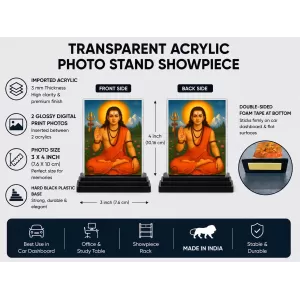 Guru Gorakhnath Acrylic Car Dashboard Showpiece | Double-Sided Guru Gorakhnath Photo Stand | 3 X 4 Inch Photo | Transparent Acrylic Frame With Black Base | Car Dashboard, Office & Table Decor (F70622) Guru Gorakhnath Acrylic Car Dashboard Showpiece | Double-Sided Guru Gorakhnath Photo Stand | 3 X 4 Inch Photo | Transparent Acrylic Frame With Black Base | Car Dashboard, Office & Table Decor (F70622)