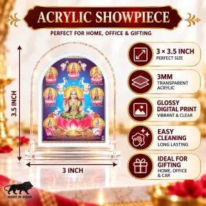 Goddess Astha Lakshmi L Shape Acrylic Showpiece 3 X 3.5 Inch For Home, Office And Car (F176112) Goddess Astha Lakshmi L Shape Acrylic Showpiece 3 X 3.5 Inch For Home, Office And Car (F176112)