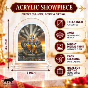 Lord Vishnu L Shape Acrylic Showpiece 3 X 3.5 Inch For Home, Office And Car (F176241)